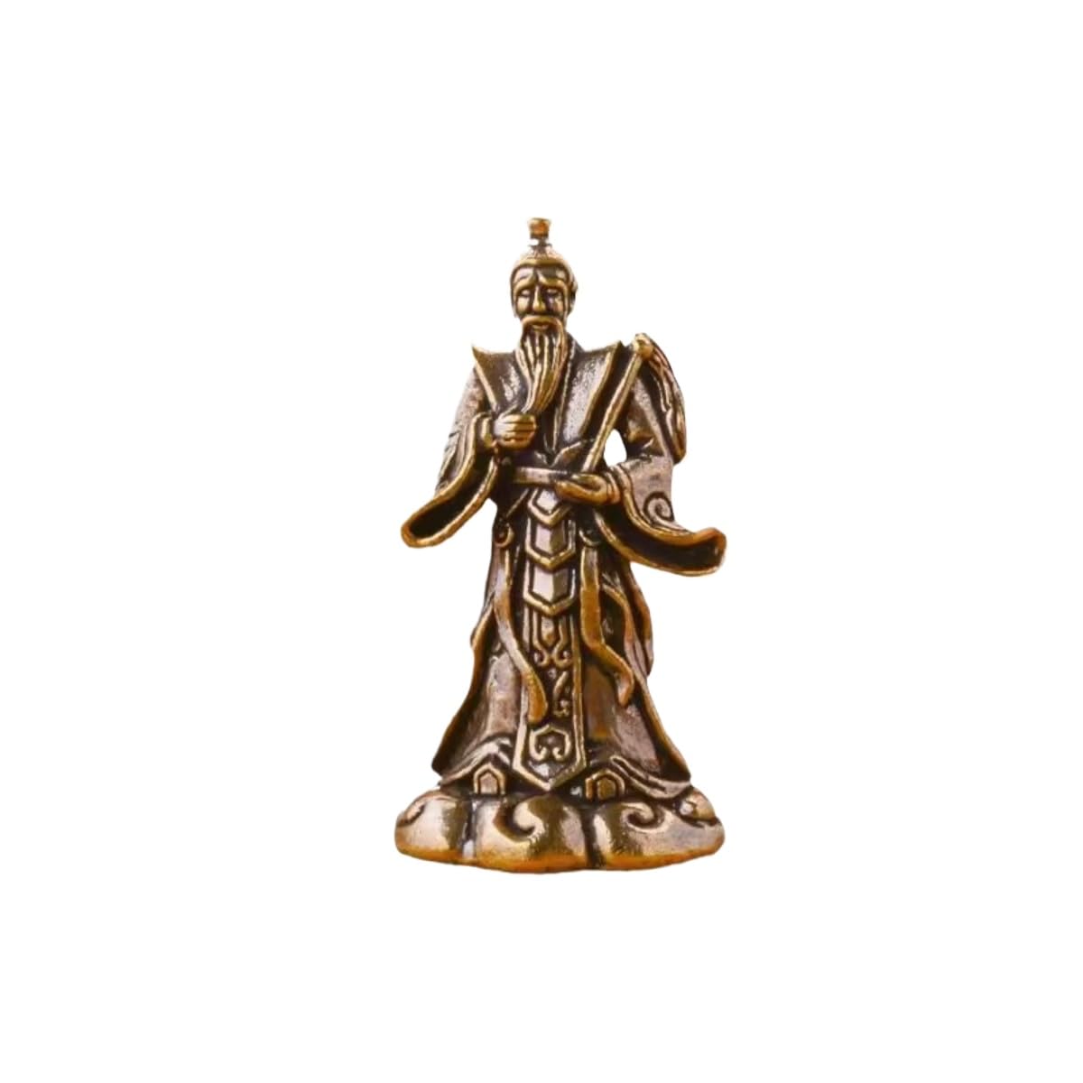 Aottsd Bronze Feng Shui Vintage Taoist Immortal Statue, 81Mm Height, 43Mm Base