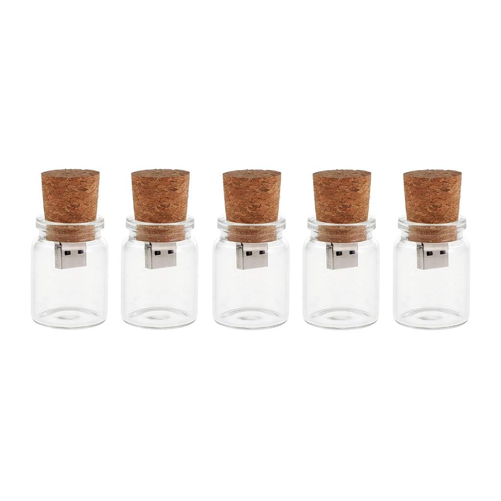 5 PACK 8GB Cute Flash Drive USB 2.0 Storage Jars Unique Box Glass Jar Bottle and Cork Memory Stick Pen Drive Wedding Gift Electronics Fancy Pendrive