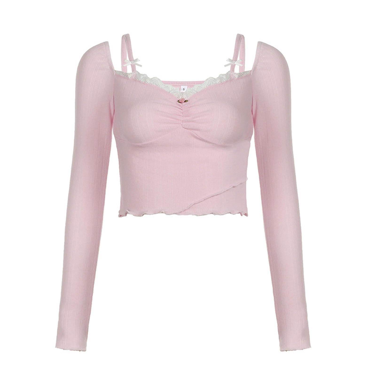 T-shirt tricoté dentelle rose pour femmes : l'élégance de la maille fine