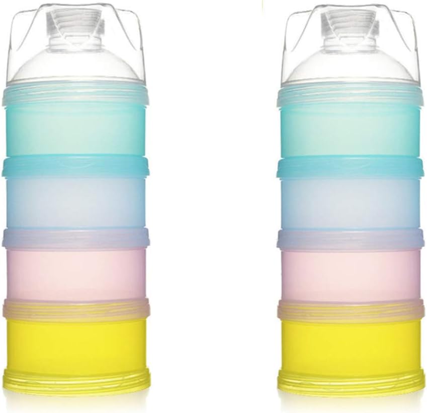 2Pcs Stackable Formula Dispenser Bap Free,Detachable Design with Four Folds Baby Feeding Travel Snack Storage Container