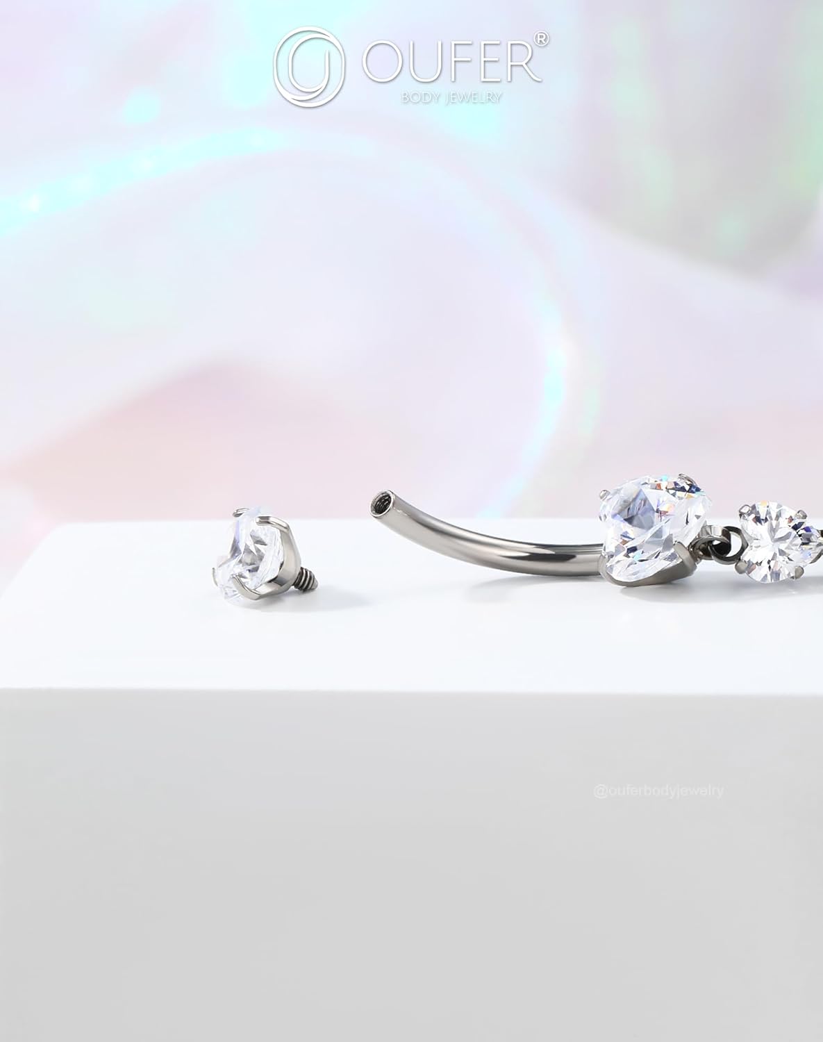 OUFER Titanium Belly Button Rings, Heart Belly Rings Dangling, Internally Threaded Belly Button Piercings, Long Dangle Navel Piercing Jewelry, Belly Rings for Women - Image 7