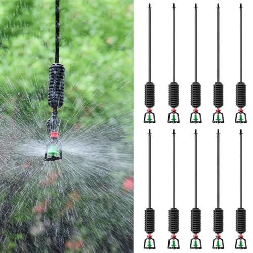 Image of HASTHIP Hanging Drip Irrigation Kit - Hanging Garden Sprayer - 60CM Rain Fall Sprinkler - 360 Rotary Sprinkler Automatic Irrigation Equipment - Plant Watering Spray for Greenhouses, Garden (10Pcs)