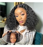 Ailwelia Deep 5x5 Hd Lace Closure Wigs Human Hair 200% Density Curly Bob Wig Human Hair Wig Deep ...