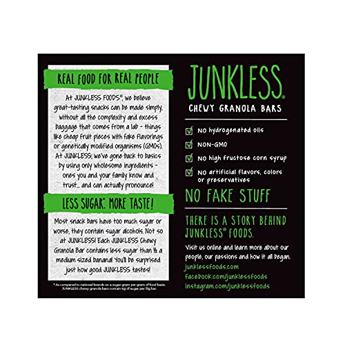 Junkless Chewy Granola Bars, Oats & Honey, 48 Bars (6 X 1.1 Oz Bars/Box – 8 Boxes), Non-Gmo, Low Sugar, Great Tasting, Made For Kids & Families #TOP1