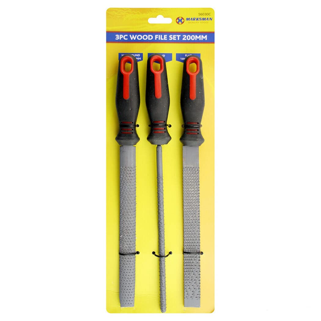 3PC RASP File Set Round Flat Half Round Wood Metal Filling DIY Carpenter 200MM