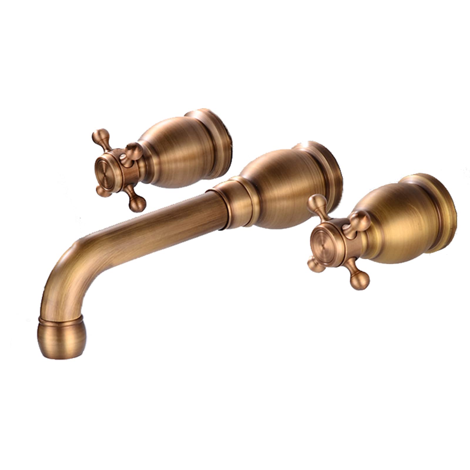 Nvsfzgiyg Antique Wall Mounted Bathroom Sink Faucet,With 360° Swivel Spout Basin Mixer Tap,Double Handle Mount Brass,,B-Split(B-Split)