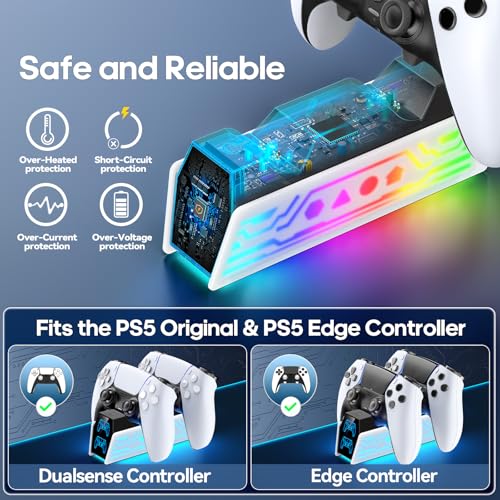 Image of PS5 Controller Charger for Commodore 64 Game, PS5 Charging Dock for Original & Edge with LED & RGB Lighting Mode,Fast Controller Charging Station Stand for PlayStation
