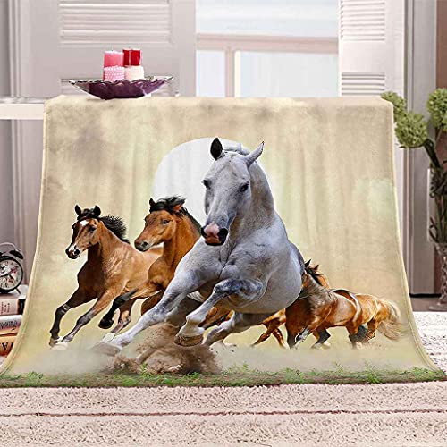 Couverture canapé anti-froid en microfibre douce cheval brun 3D - 2