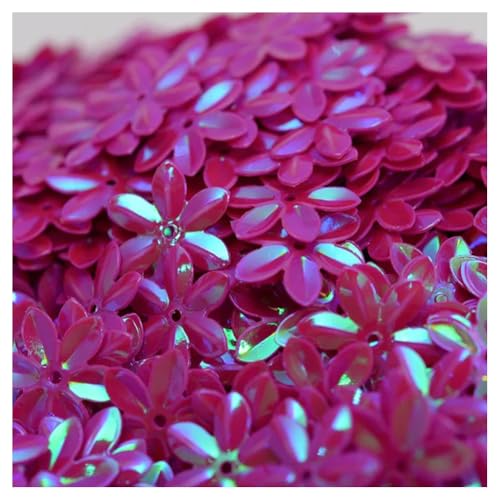 homeemoh 3D Flower Shape Embroidery Spangles, 10g 15mm Glitter Confetti Loose Sequins for DIY Crafts Sprinkle Part Decoration (Rose Red)