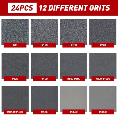 24 Pcs Sanding Sponge 80-3000 Grit
