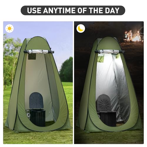 Portable Camping Toilet with Pop-Up Privacy Tent, 12-inch Toilet Seat, Outdoor Portable Folding Toilet Potty for Adults Load Capacity of 400 Lbs, LED-Light Camping Bathroom miniatura 6