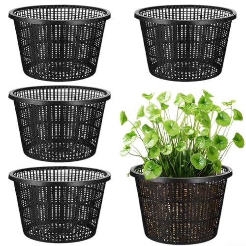 HpLive 5 macetas de malla hidropónica de 21 cm, grandes cestas acuáticas, contenedores de malla de plástico para plantas de estanque, jardín orquídeas