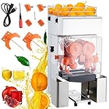 Garvee Commercial Juicer Machine, 110V Automatic Feeding Juice Extractor, 120W Orange Squeezer for 20-30 per Minute, with Pull-Out Filter Box SUS 304 Tank PP Cover and Two Peel Collecting Buckets