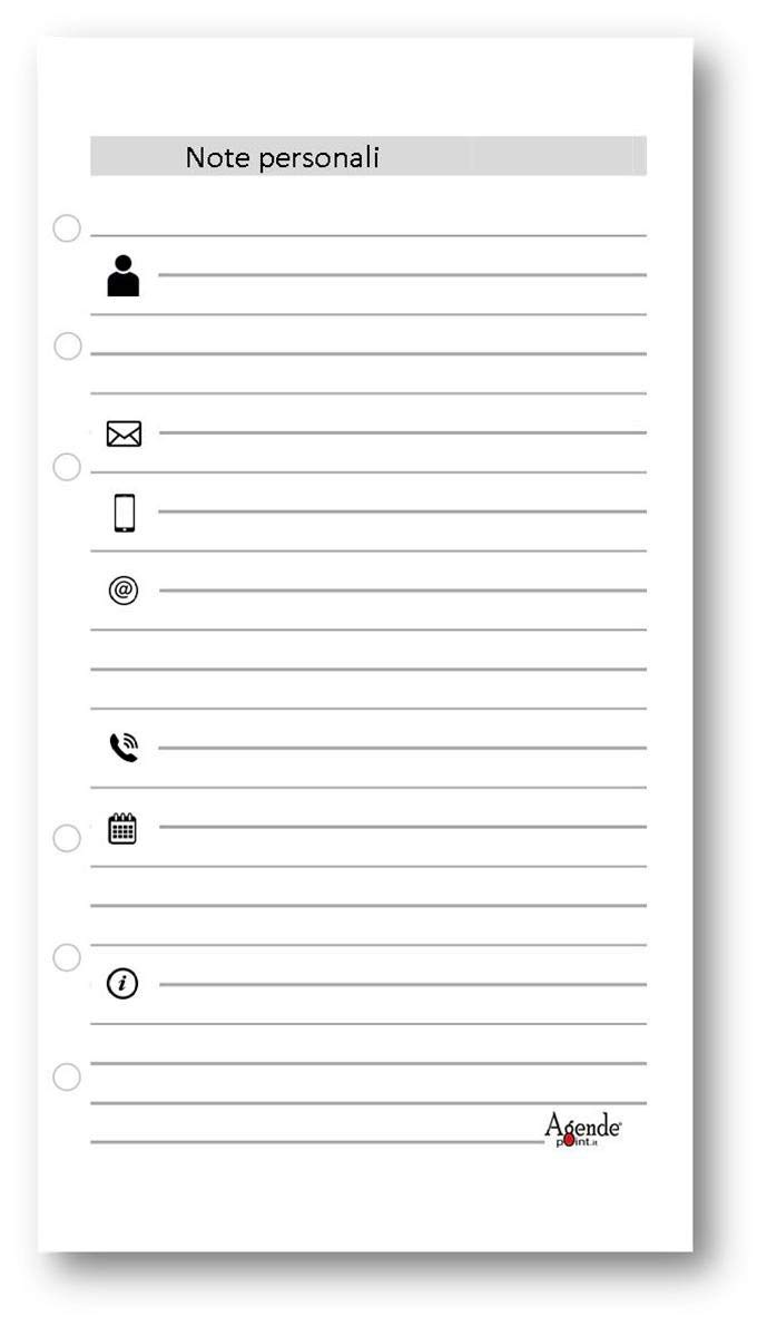Agenda 2027 Organizer Giornaliera a Righe 9,5x17 cm 6 Fori Carta Bianca 80gr Bianco e Rosso
