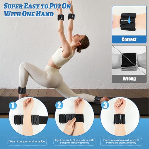 Image of BECOJADDE Ankle Weights Set of 2 (1 lb /2 lb /3 lb Each) Adjustable Wrist Weights for Women Men Wearable Arm Leg Weight for Pilates, Running, Walking, Workout, Yoga