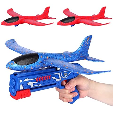 Flugzeug Spielzeug, Wurfgleiter Styroporflieger Katapult Pistole Kinderspielzeug, Kinder Outdoor Garten Interaktives Spiele Kindergeburtstag Geschenke Jungen Mädchen für ab 3 4 5 6 7 8 9 10 Jahre Cover