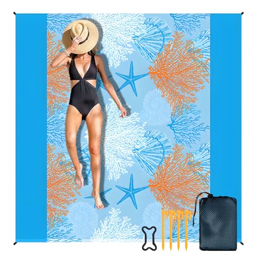 WEFHEF Coperta da Spiaggia Impermeabile da 200 x 200 cm, Stuoia...