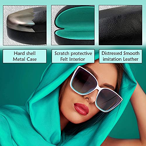Image of MyEyeglassCase - Large Sunglasses Case - Glasses Holder with Pouch & Cloth - Eyeglass Hard shell Medium - Extra Large frames