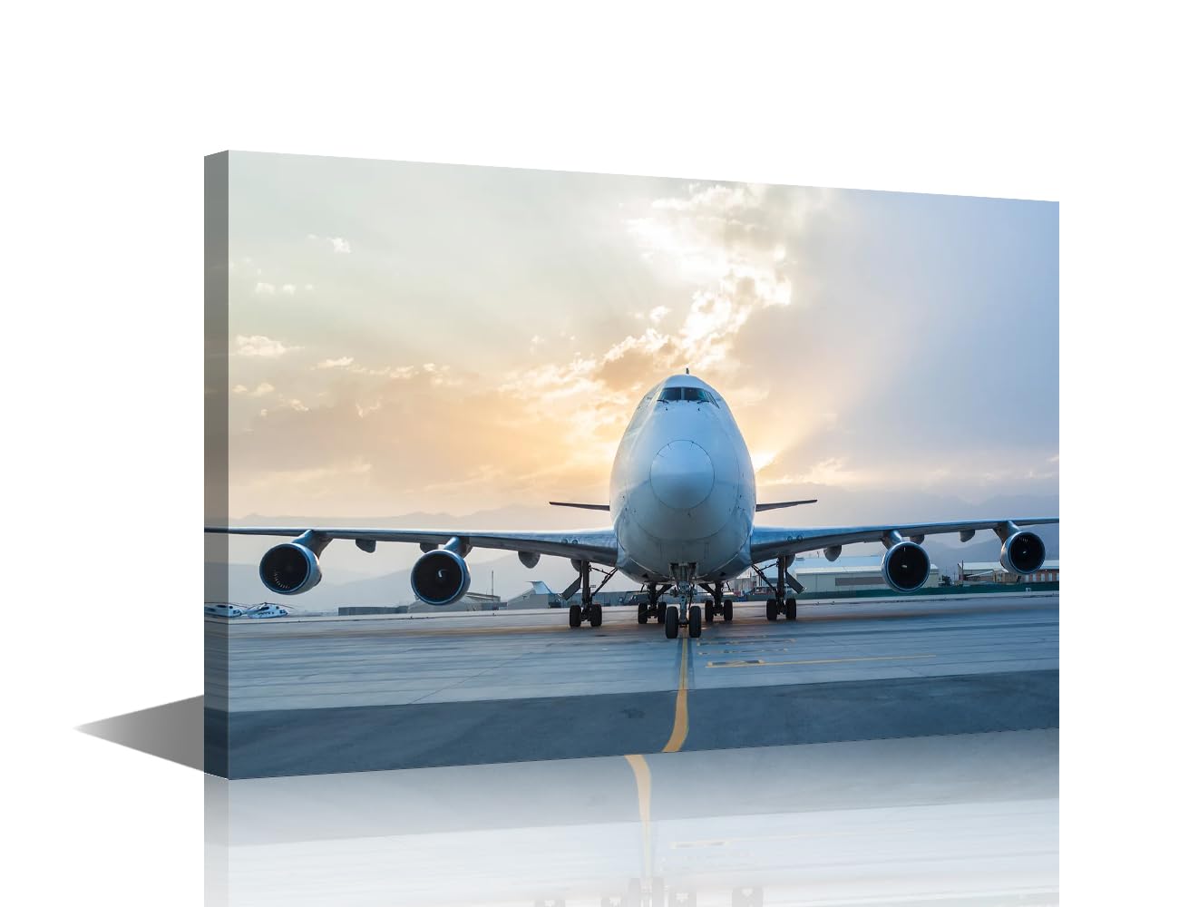 Impression sur toile Boeing 747-8 coucher de soleil cadre vertical - 8