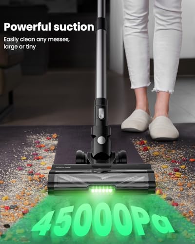 Cordless Vacuum Cleaner for Home with Green Light: Anti-Tangle, LED Display, Lightweight Stick Vacuum for Pet Hair, Floor & Carpet