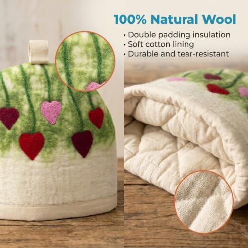 Image of Glaciart One Wool Teapot Cozy Kettle Cover | Dome Shaped Large Tea Cosy, Kettle or French Press | Handmade & Needle Felted from Natural Wool | Warms Up to 2 Hours | Great as Gift