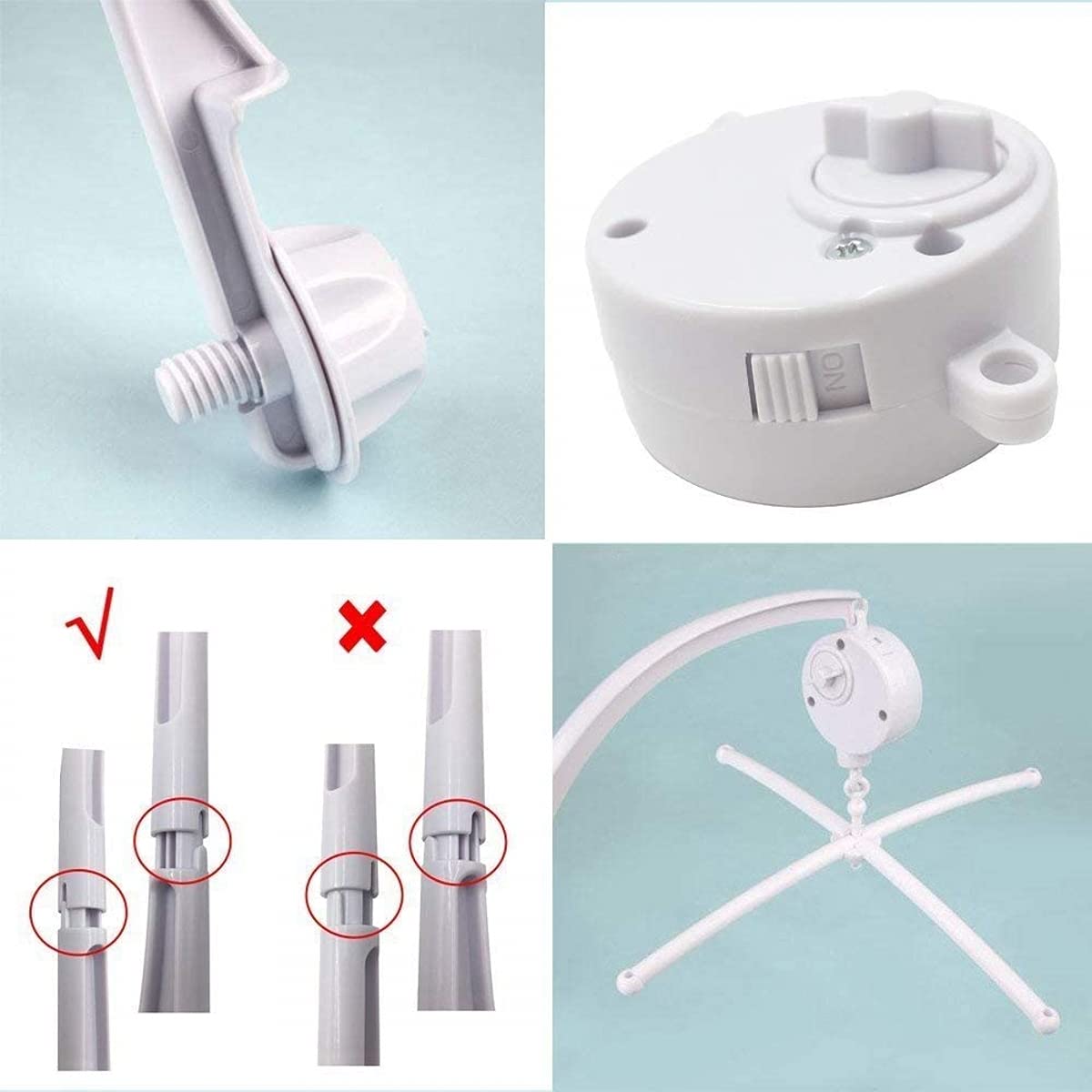 JZK Giostrina culla neonato musicale giostrina lettino con musica wind up carillon + porta giocattoli + braccio, Rotazione automatica Senza batteria