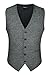 HISDERN Men's Suit Vest Grey Formal Dress Vests for Men Casual Fashion Sliver Solid Color Waistcoat Suit Wedding Business With Pocket