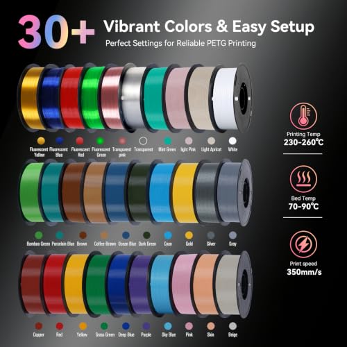 Image of Kingroon PETG 3D Printer Filament, High Strength, Low Warping, Odorless, Dimensional Accuracy + /- 0.02 mm, 1kg Spool(2.2lbs), 1.75 mm, Brushed Silver