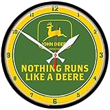 John Deere Clock Round Nothing Runs Like A Deere Logo