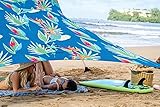 HECHO PARA LA LONGEVIDAD. Diseñada con la mezcla de Nylon / Lycra de la más alta calidad, postes de aluminio resistentes a la corrosión y esquinas reforzadas patentadas, esta tienda de playa azul periwinkle es resistente al agua y lo protegerá del 98% de los rayos UV.