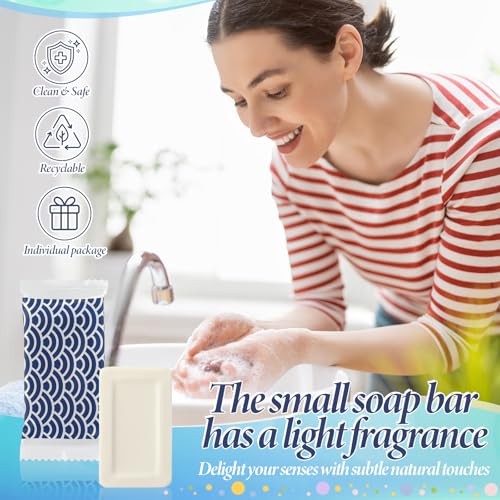 Image of Kacctyen 200 Pcs 0.35 oz Mini Hotel Soap Bars Bulk Individually Wrapped Hand Soap Bars Travel Size Toiletries for Hospitality Guest Holiday (Wave)