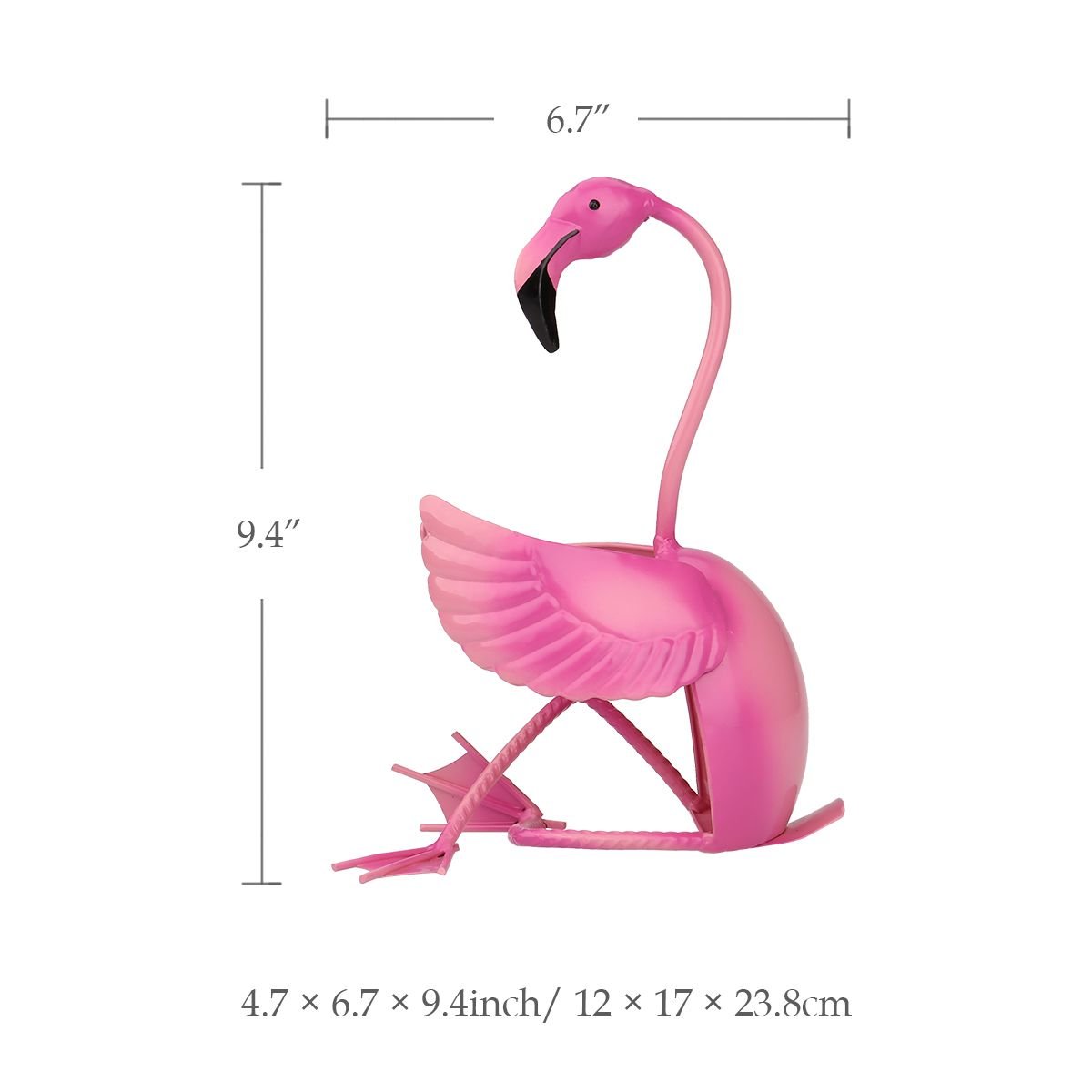 Tooarts Estante de vino Flamingo, artesanías de escultura de metal, decoración del hogar e interior Rosa Flamingo