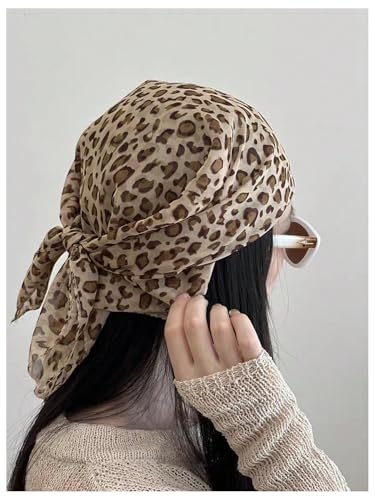 WDIRARA Women's Leopard Print Hair Scarf Cheetah Bandana Square Head Wraps Scarf2