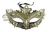KAYSO INC Exclusive Eyes of Angel Laser Cut Masquerade Mask, Black & Gold