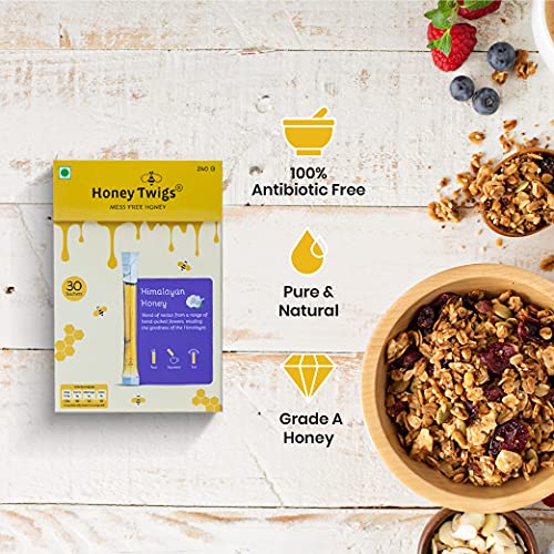 Honey Twigs - Pure Honey Sticks Pack | Pure Himalayan & Turmeric Flavoured Combo - 60 Count (30 Straws Each) | 100% Natural, On The Go, Mess-Free #TOP7