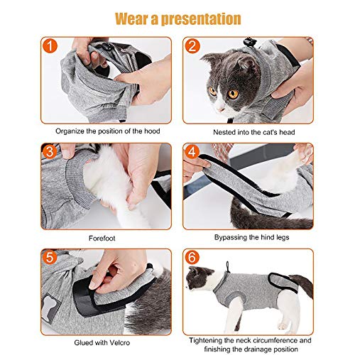 Traje de recuperación de gatos para proteger heridas de forma cómoda 8