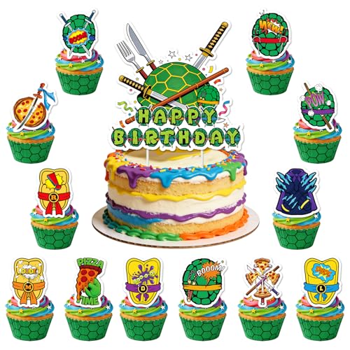 13PCS Cake Toppers Happy Birthday Cake Toppers Cupcake Toppers Birthday Party Decorations Cartoon Party Decoration. (AA6)