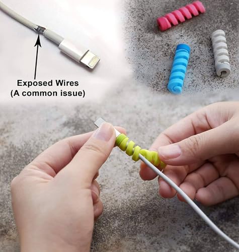 Image of J'TTON 12 Pcs Spiral Sleeves for Charger Cable Protector Data Cable Saver Charging Cord Protective Cable Cover Headphone MacBook Laptop Earphone Cell Phone (Set of 3)