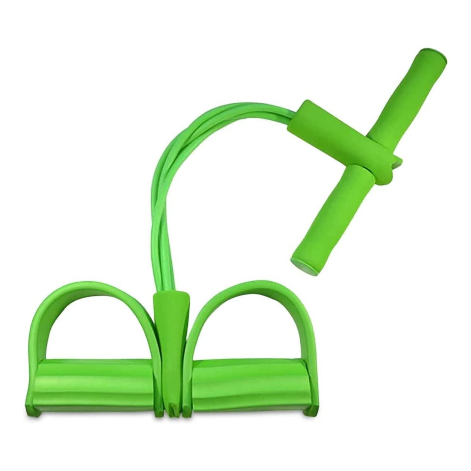 Multifunction Tension Rope Leg Exerciser Sit-up Bodybuilding Expander Elastic Pull Rope Training Equipment, 4-Tube Elastic Sit Up Pull Rope with Foot Pedal Abdominal Exerciser Fitness (Green)