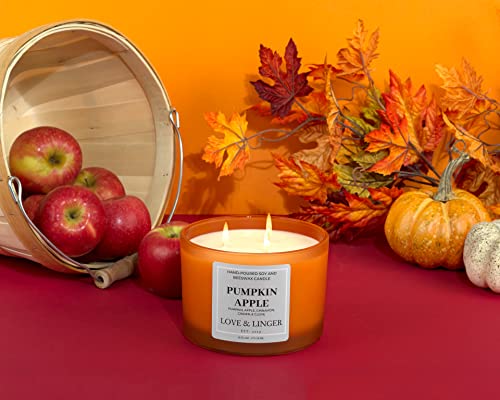 Pumpkin Apple Candle | Fall Candles | Luxury Soy & Beeswax Candles For Home | 16 Oz. Large Jar 3 Wick Candle | Thanksgiving Candle | Fall Scented Candle | Autumn Candles #TOP1