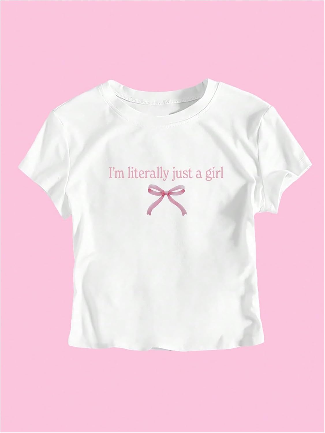 Women's Graphic Bow Short Sleeve Crewneck Crop Tops Slim Fit Y2K Cute T Shirts - Image 5