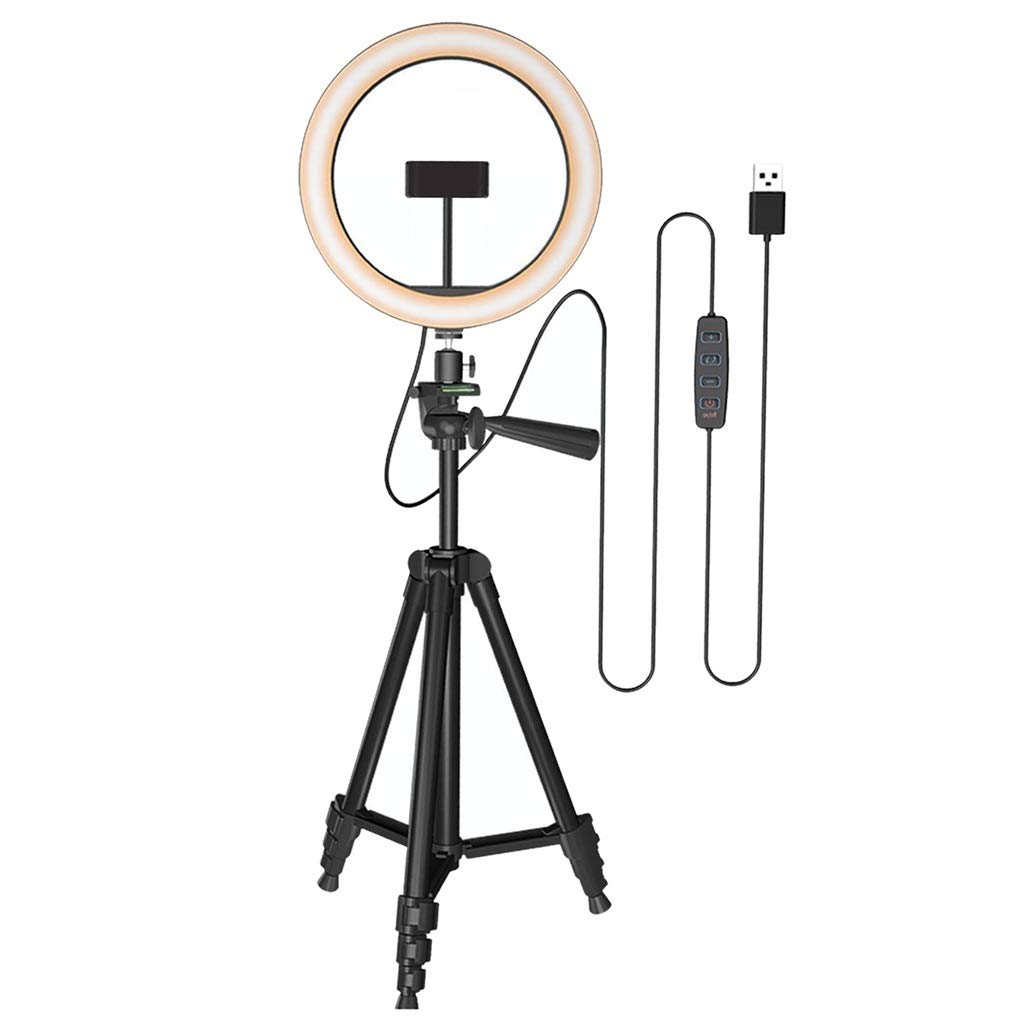 Led Light Kit with Tripod Stand Dimmable for Makeup 3 Modes 10 Brightness Live Stream Makeup Video Broadcast(D)
