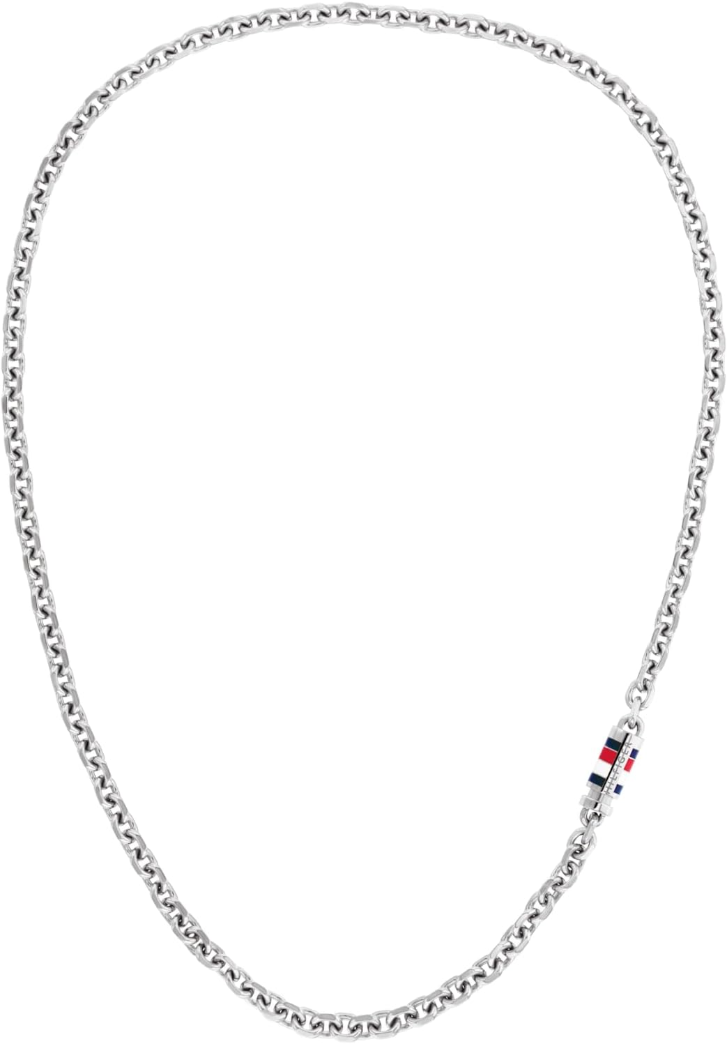 Tommy Hilfiger Men's Jewelry, Stainless Steel Necklace, Chain with Magnetic Clasp and Enamel Stripe Detail, Ideal for Layering, Fashion Accessory, Gift for Him