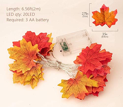 Muscccm String Lights Maple Leaf Light Twinkle Hanging Lighting Decorations For Indoor Outdoor Garden Halloween Thanksgiving Christmas Party Décor Gradient Color(20 Lights) #TOP6