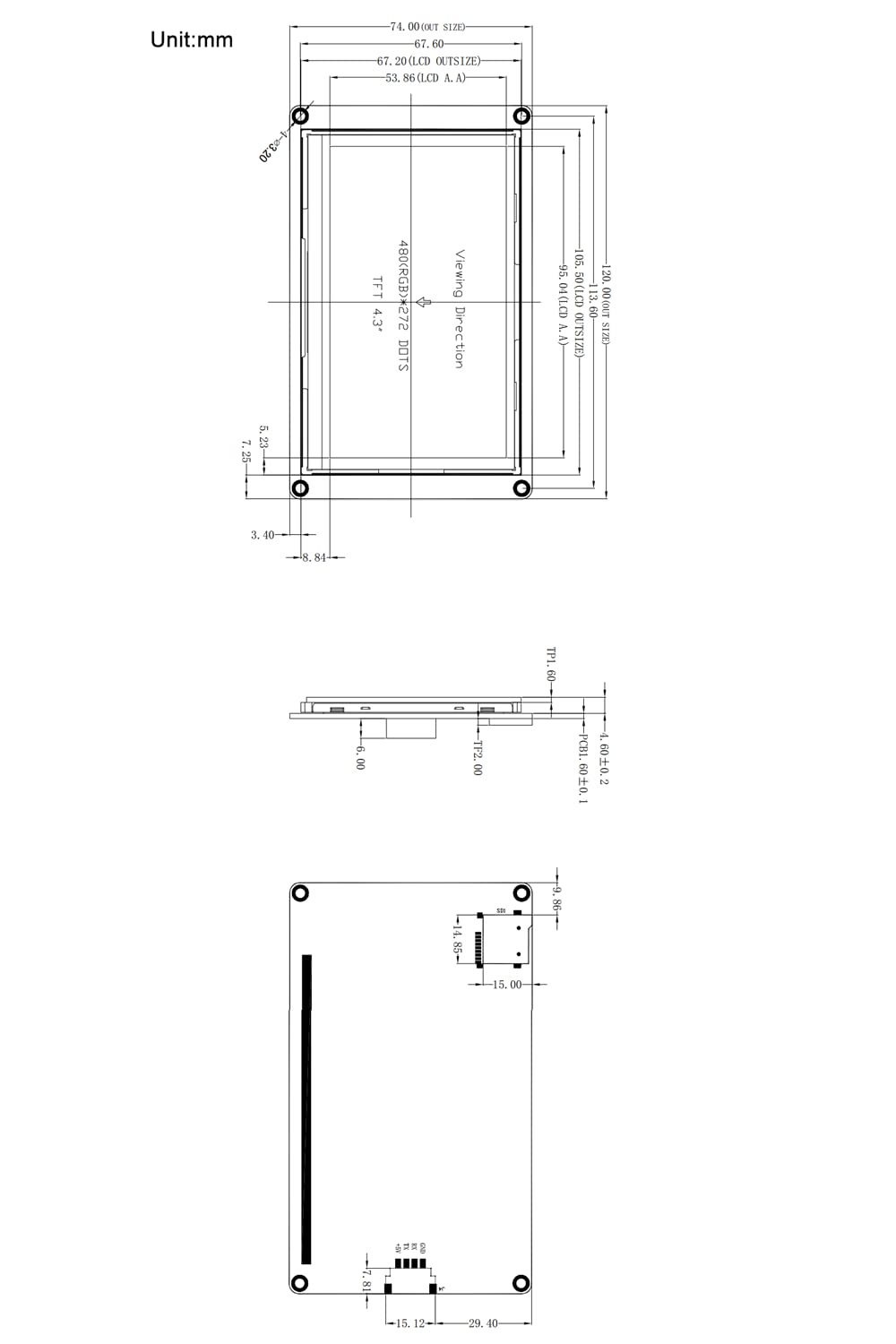 Nextion Intelligente Display 4.3" pollici Touch Screen Capacitivo 480x272 Seriale LCD-TFT Modulo Display HMI Supporta Audio Video NX4827P043-011C