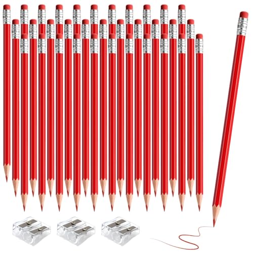 Crayons de couleur effaçables rouge 2 HB lot de 36 fournitures de bureau évaluation et tests