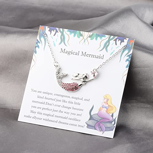 Gzrlyf Magical Mermaid Necklace with Card - Crystal Pendant Jewelry Gift for Mermaid Lovers2