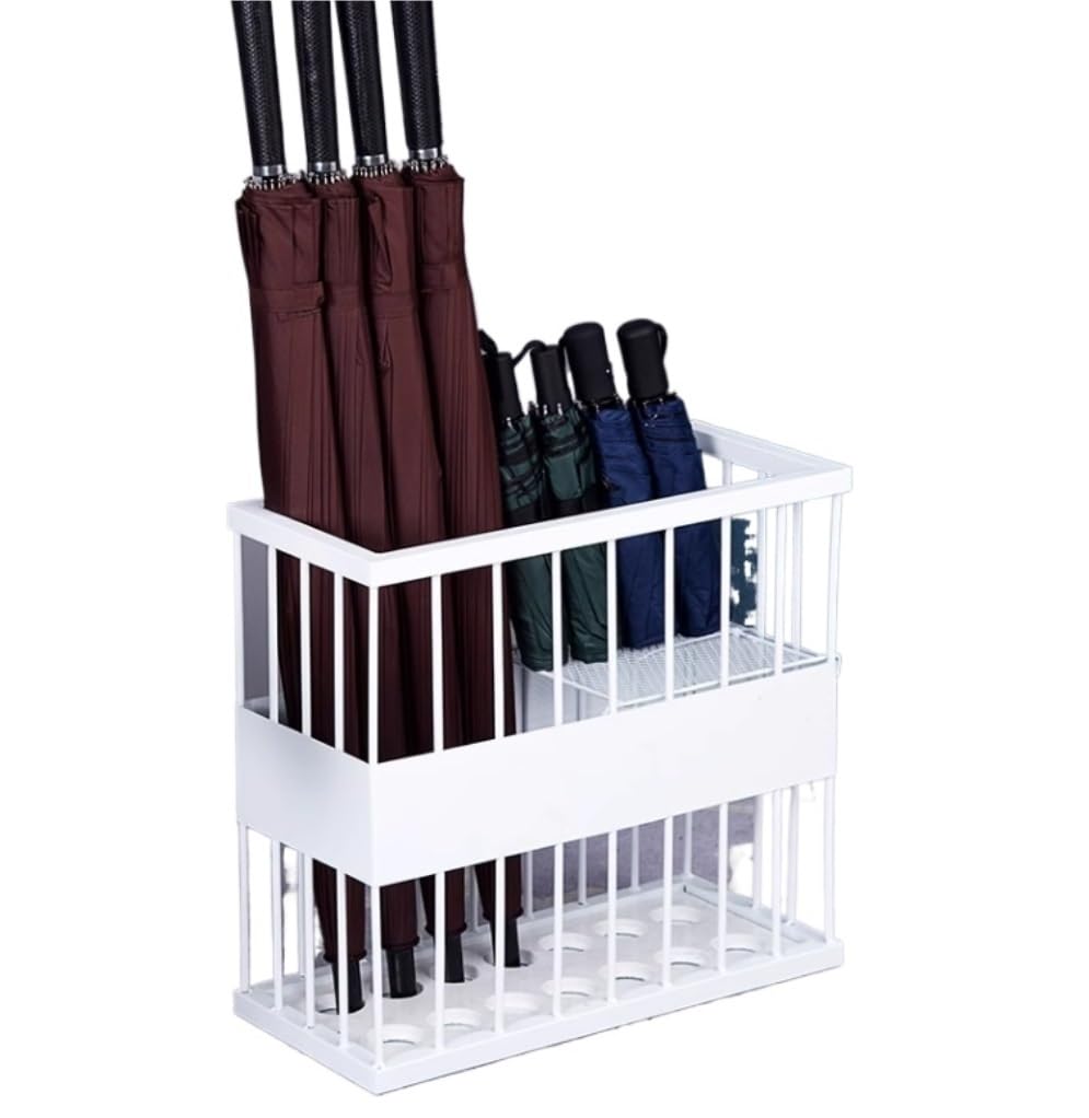 DFGHNBVC Metal Umbrella Stand Holder, Rectangular Umbrella Nizer For Mall Apartment, Stylish White Umbrella Rack For Walking Sticks Umbrellas - Space-Saving Storage Solution