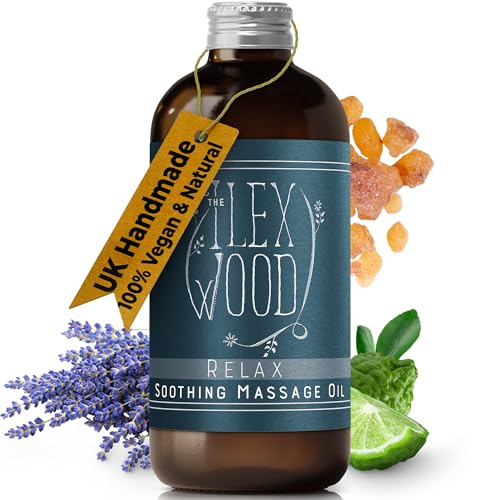 The Ilex Wood - Relax - Vegan Natural Soothing Spa Massage Oil, Handmade - 3.38 fl oz (100ml)