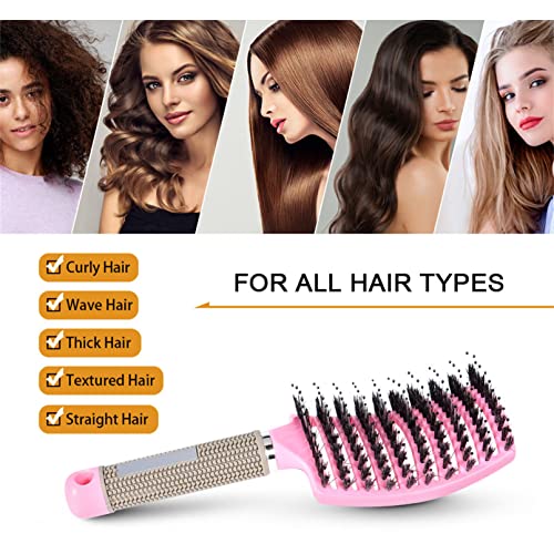 Pop Magic Detangling Hair Brush for Women and Kids Boar Bristle Paddle Brush for Blow Drying Wet Hair, Long, Thick, Curly - Image 3